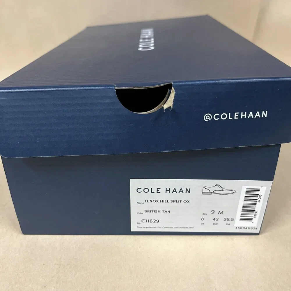 Cole Haan Mens Lenox Hill Split OX C11629 British Tan Derby‎ Dress Shoes Sz 9 M